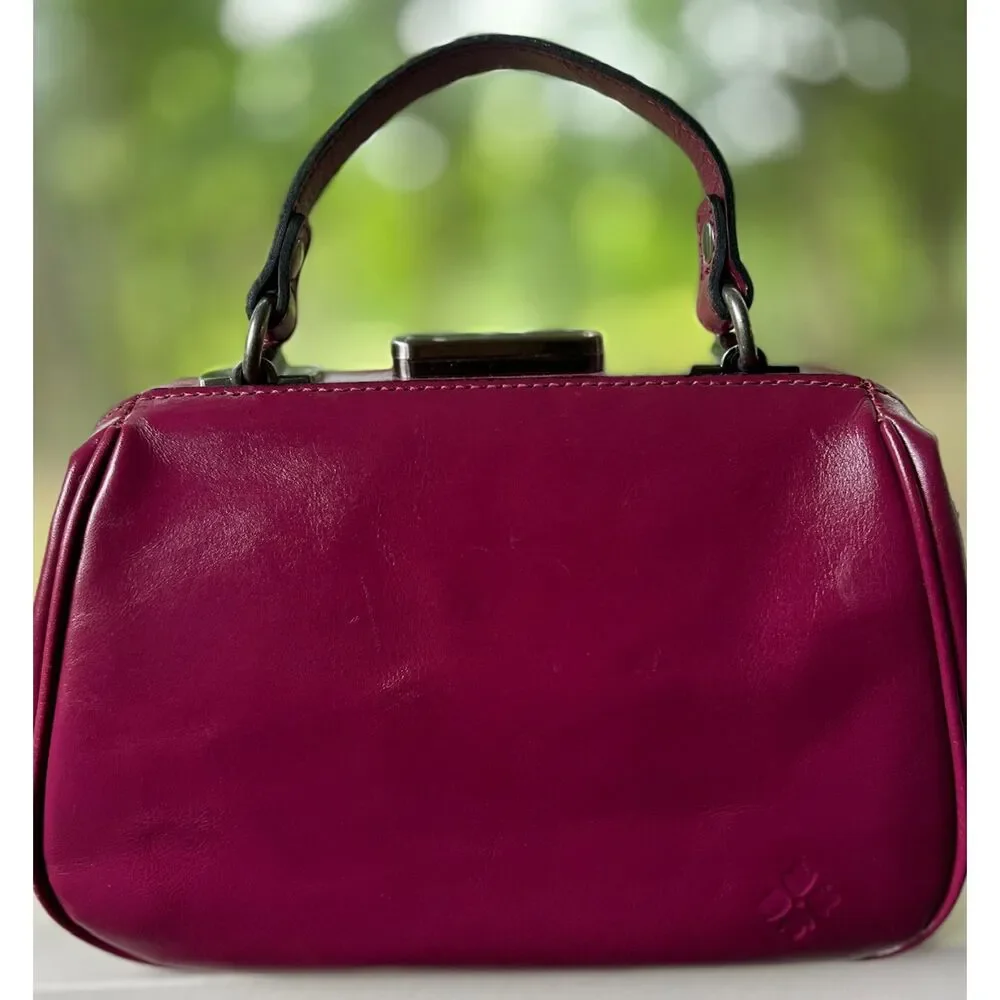 NWOT Patricia Nash Tooled Leather Gracchi Frame Satchel in Magenta